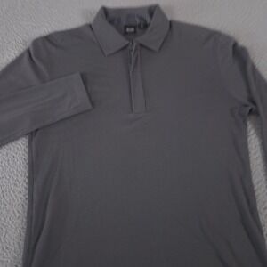 BOSS Hugo Boss Pullover Mens Large Gray Slim Fit Cotton Blend Quarter Zip Ribbed